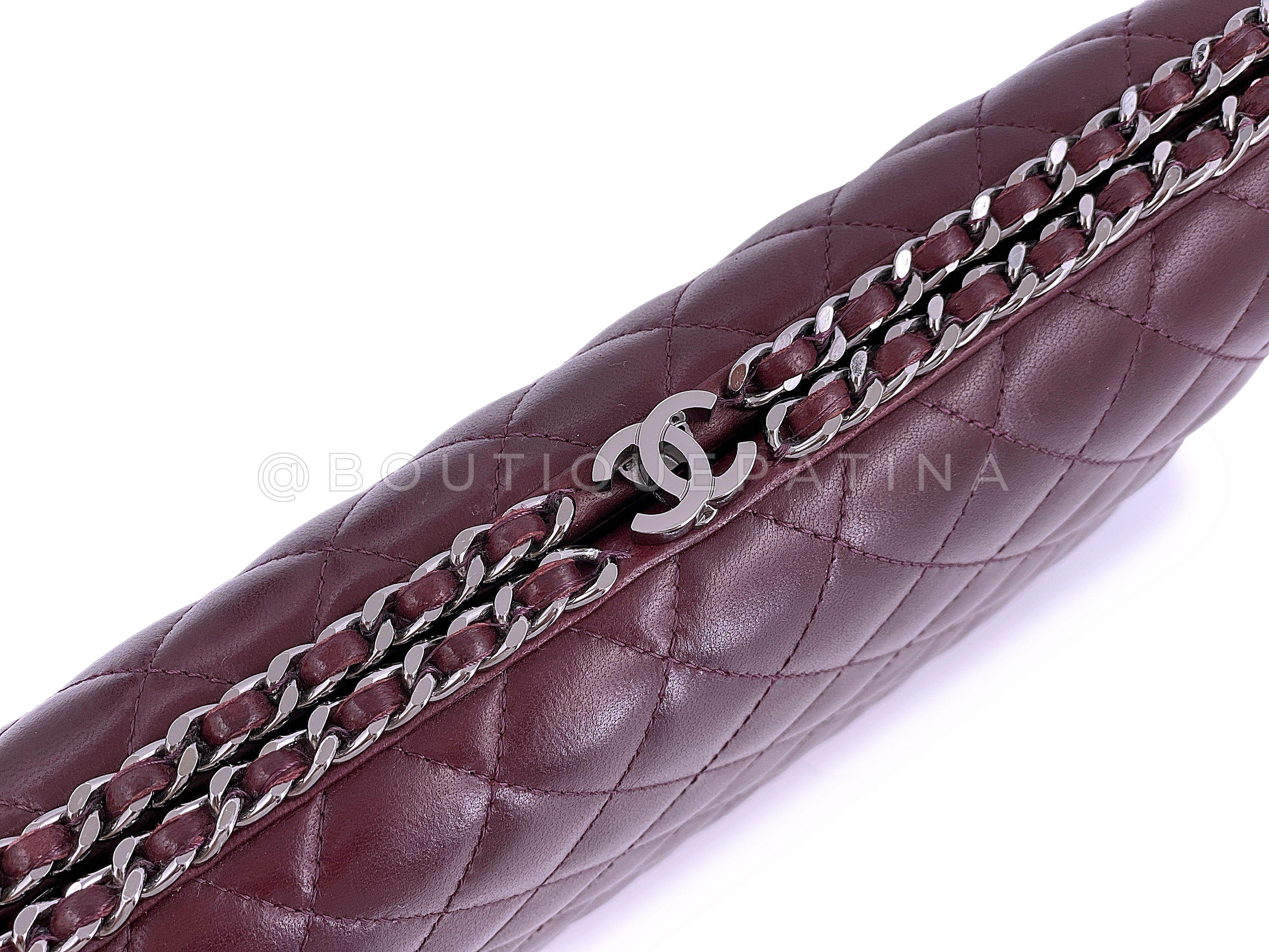 Chanel 2012 Bordeaux Oversized Hard Quilted Chain Around Clutch Bag RHW 67849 For Sale 4