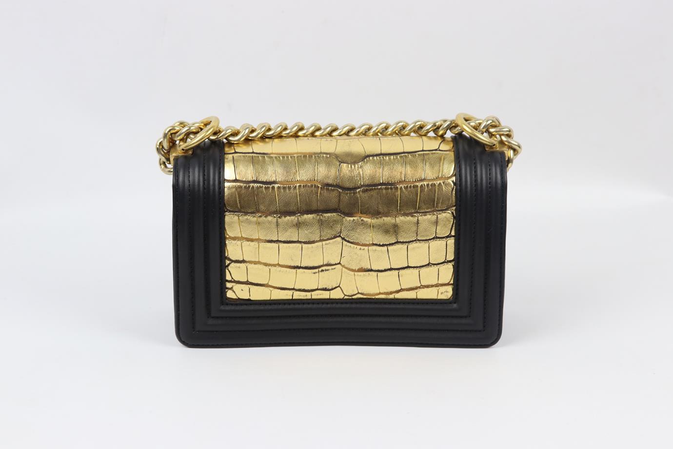 Women's Chanel 2012 Boy Small Alligator And Leather Shoulder Bag For Sale