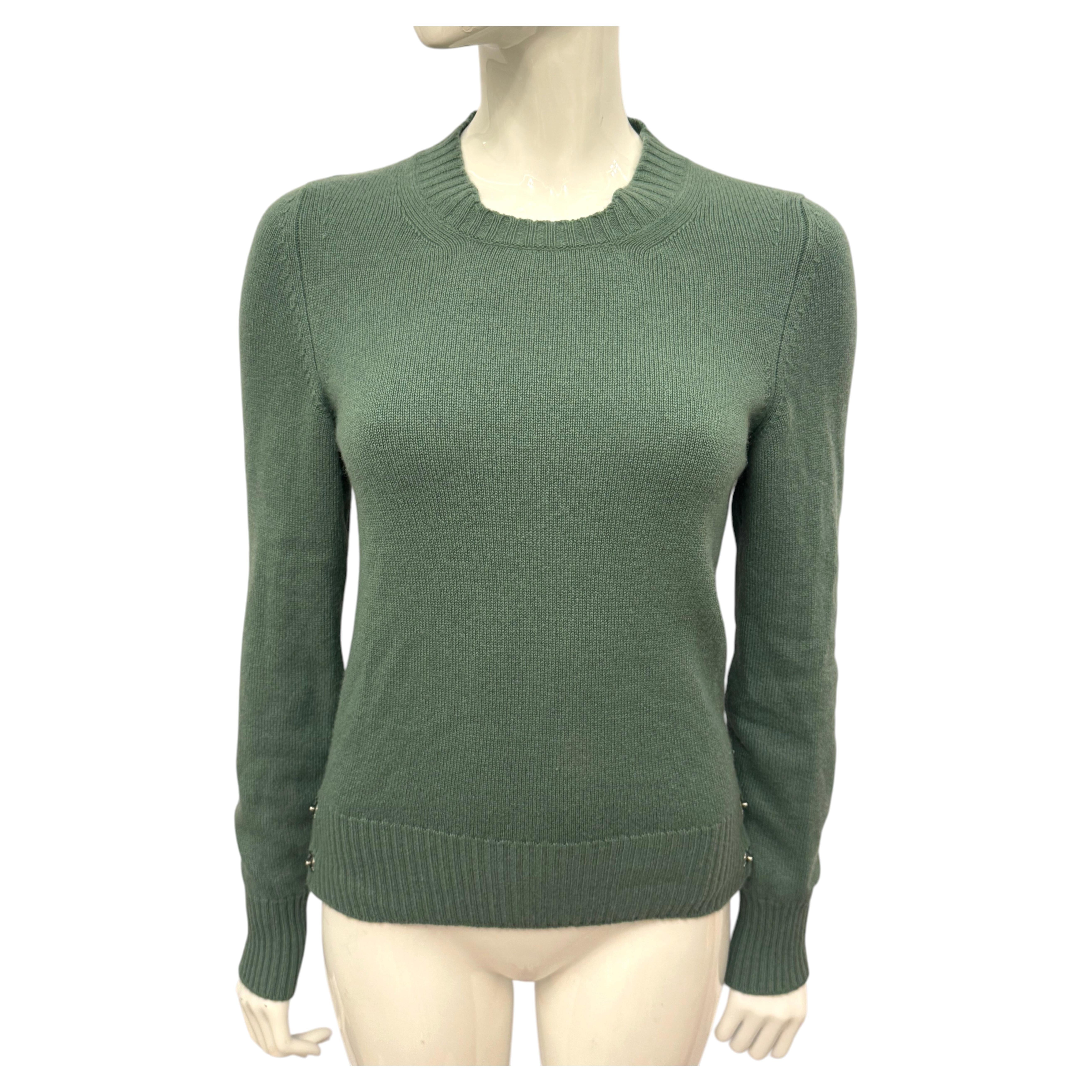 Chanel 2012 collection green cashmere turnlock jumper sweater