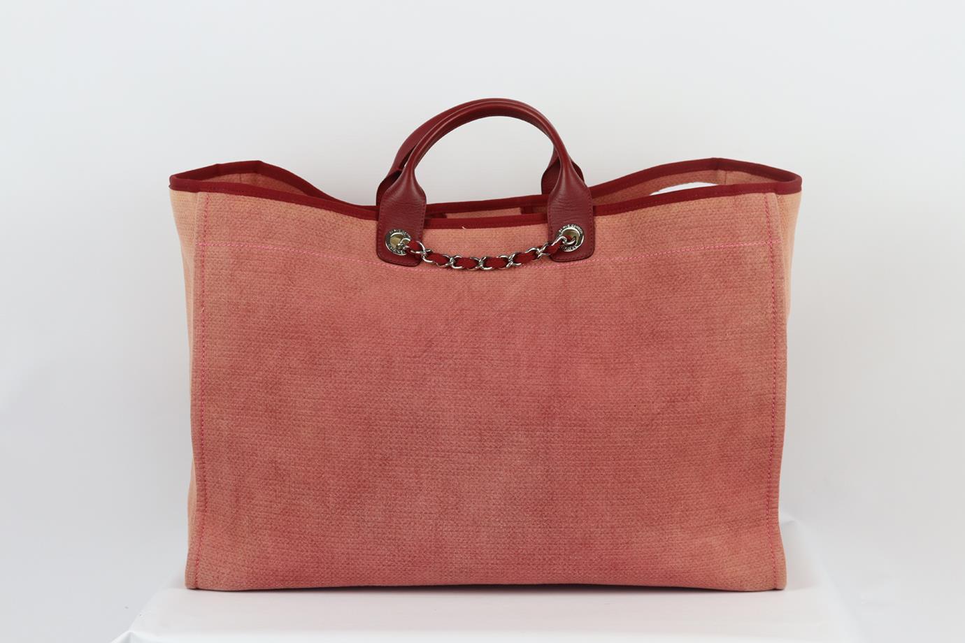 Women's Chanel 2012 Deauville Extra Large Canvas And Leather Tote Bag