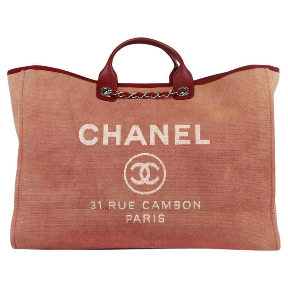 Chanel 2012 Deauville Extra Large Canvas And Leather Tote Bag For Sale