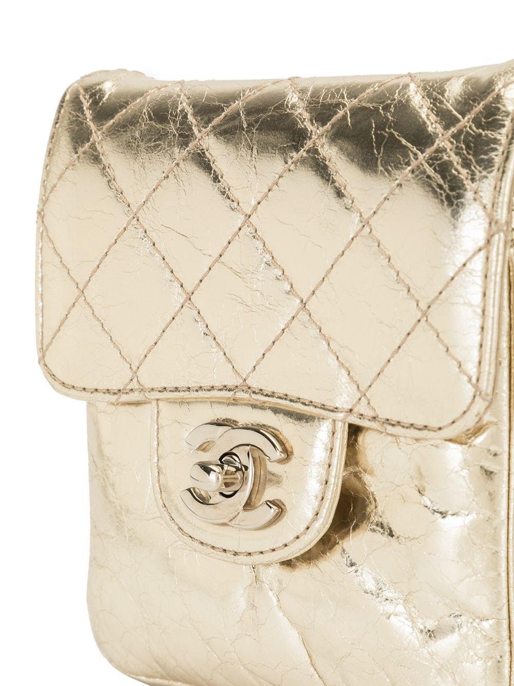 Women's or Men's Chanel 2012 Diamond Quilted Square Body CC Gold Mini Crossbody Shoulder Bag For Sale