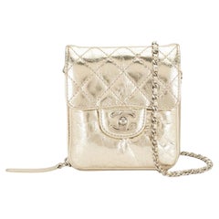 Chanel 2012 Diamond Quilted Square Body CC Gold Mini Crossbody Shoulder Bag