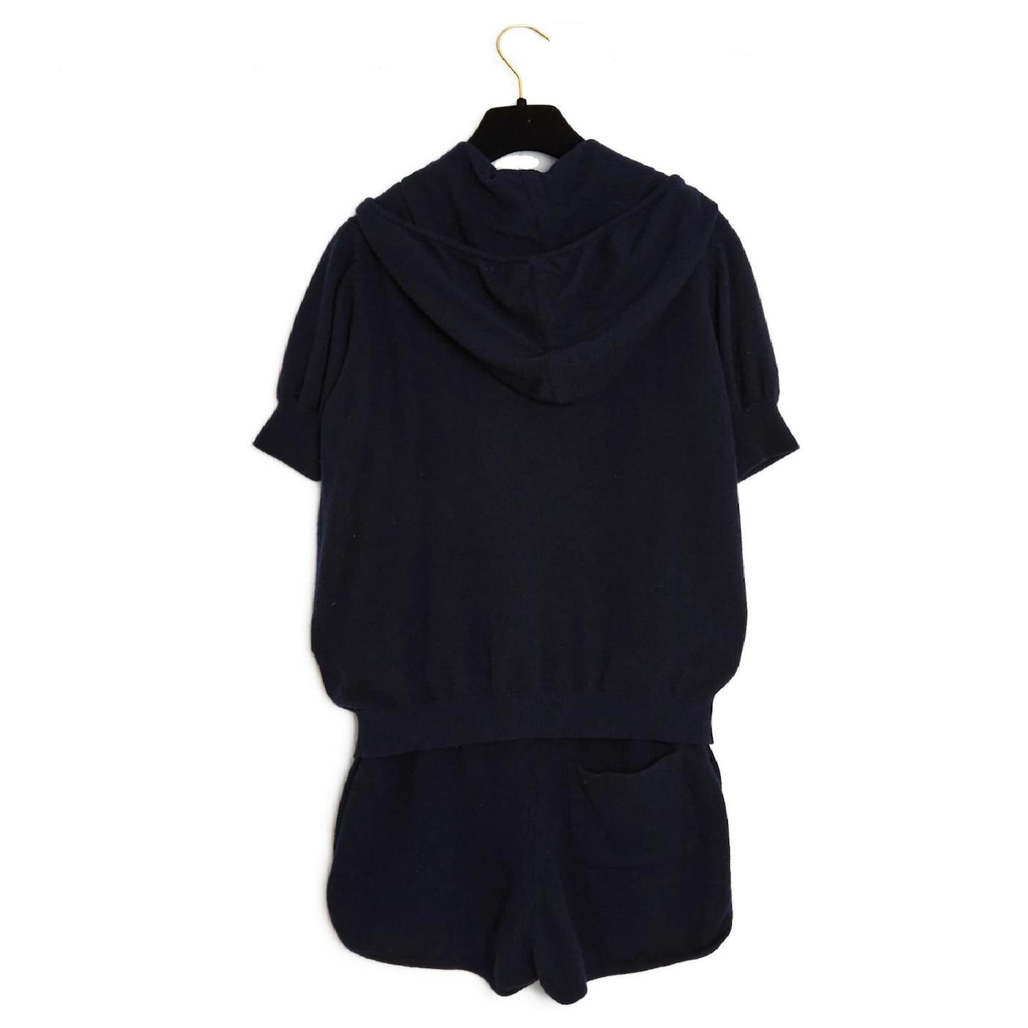 Chanel 2012 Ensemble FR38 Navy Cashmere Sweater Shorts Set UK10 US8 For Sale 1