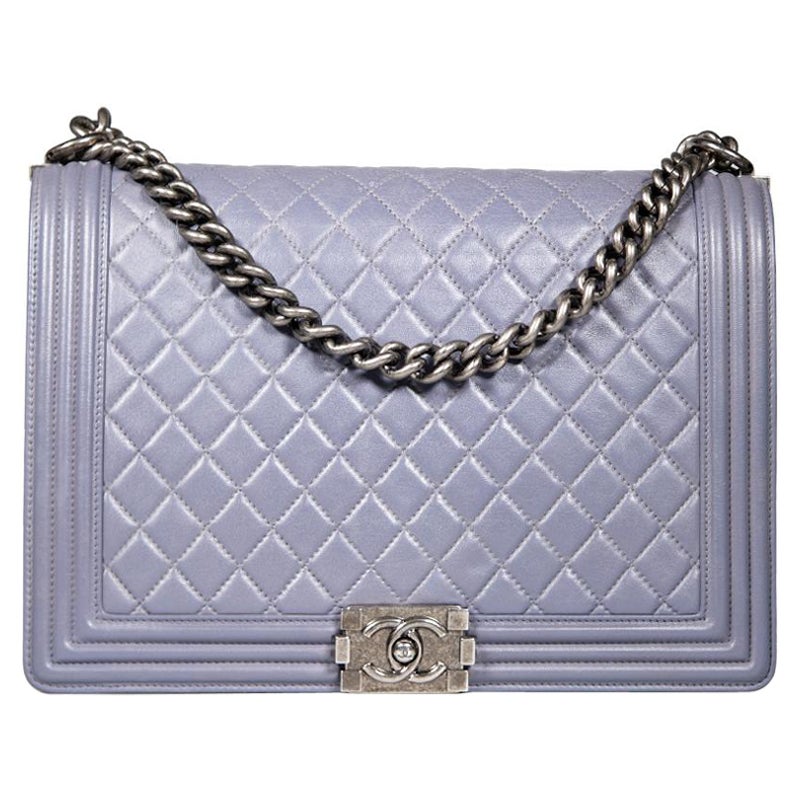 Chanel 2012 Grey Leather Large Boy Bag