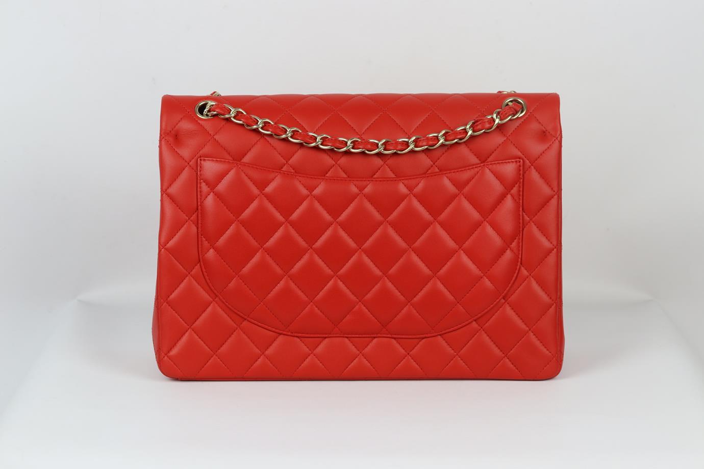 Chanel 2012 Maxi Classic Quilted Leather Double Flap Shoulder Bag In Excellent Condition For Sale In London, GB
