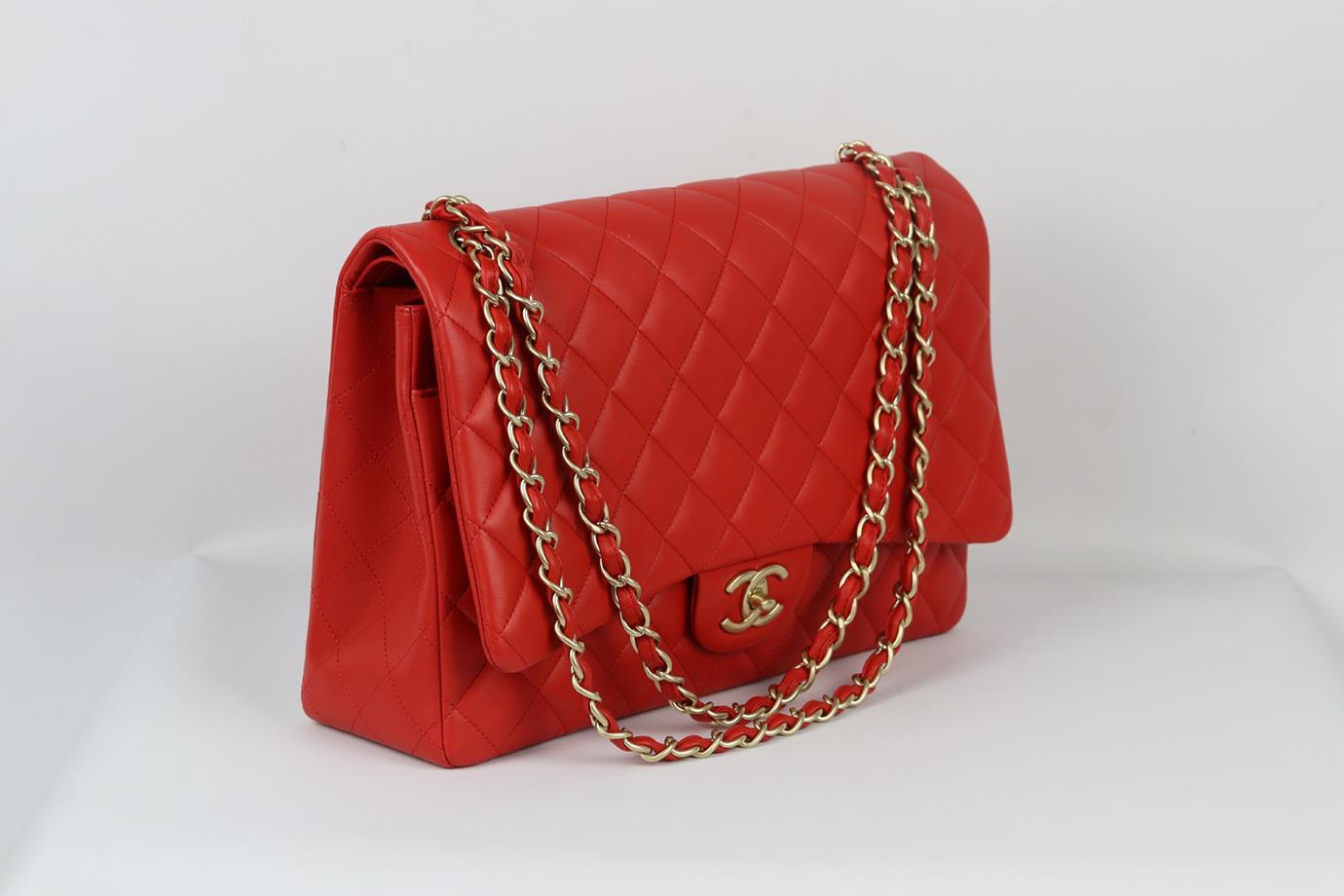 Chanel 2012 Maxi Classic Quilted Leather Double Flap Shoulder Bag For Sale 1