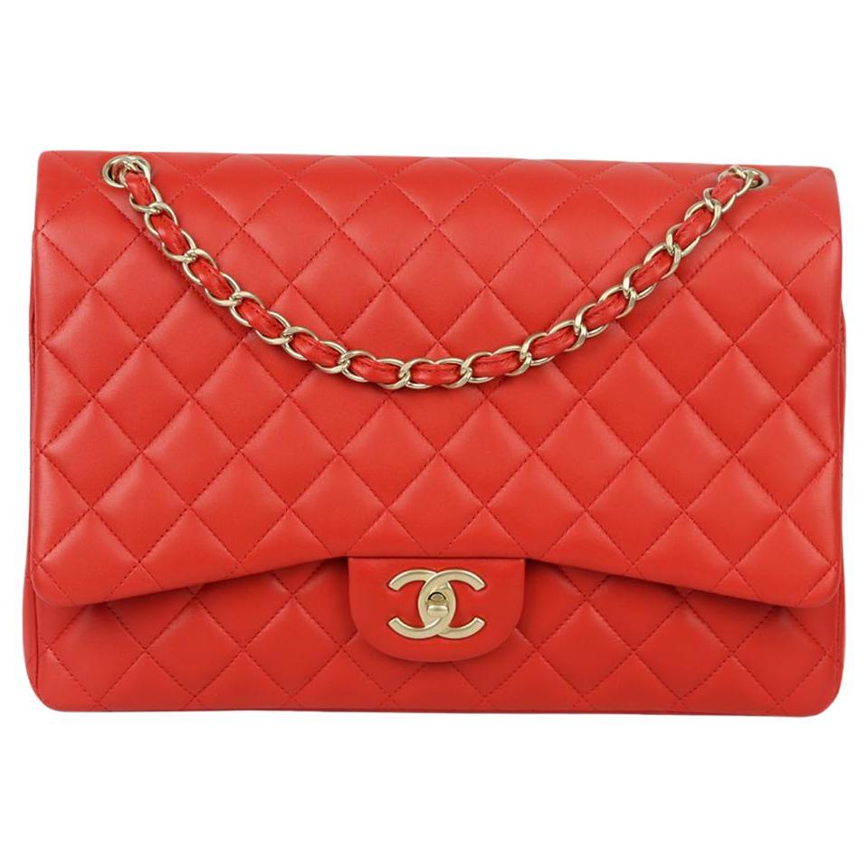 Chanel 2012 Maxi Classic Quilted Leather Double Flap Shoulder Bag