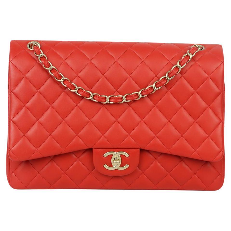 Chanel 2012 Maxi Classic Quilted Leather Double Flap Shoulder Bag For Sale