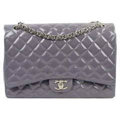 Chanel 2012 Maxi Classic Quilted Patent Leather Double Flap Shoulder Bag