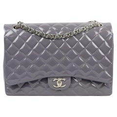 Chanel Pink Quilted Patent Leather Classic Maxi Double Flap Bag