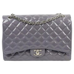 Chanel 2012 Maxi Classic Quilted Patent Leather Double Flap Shoulder Bag