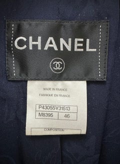 Chanel 2012 Navy Blue Tweed Jacket, Sz.46