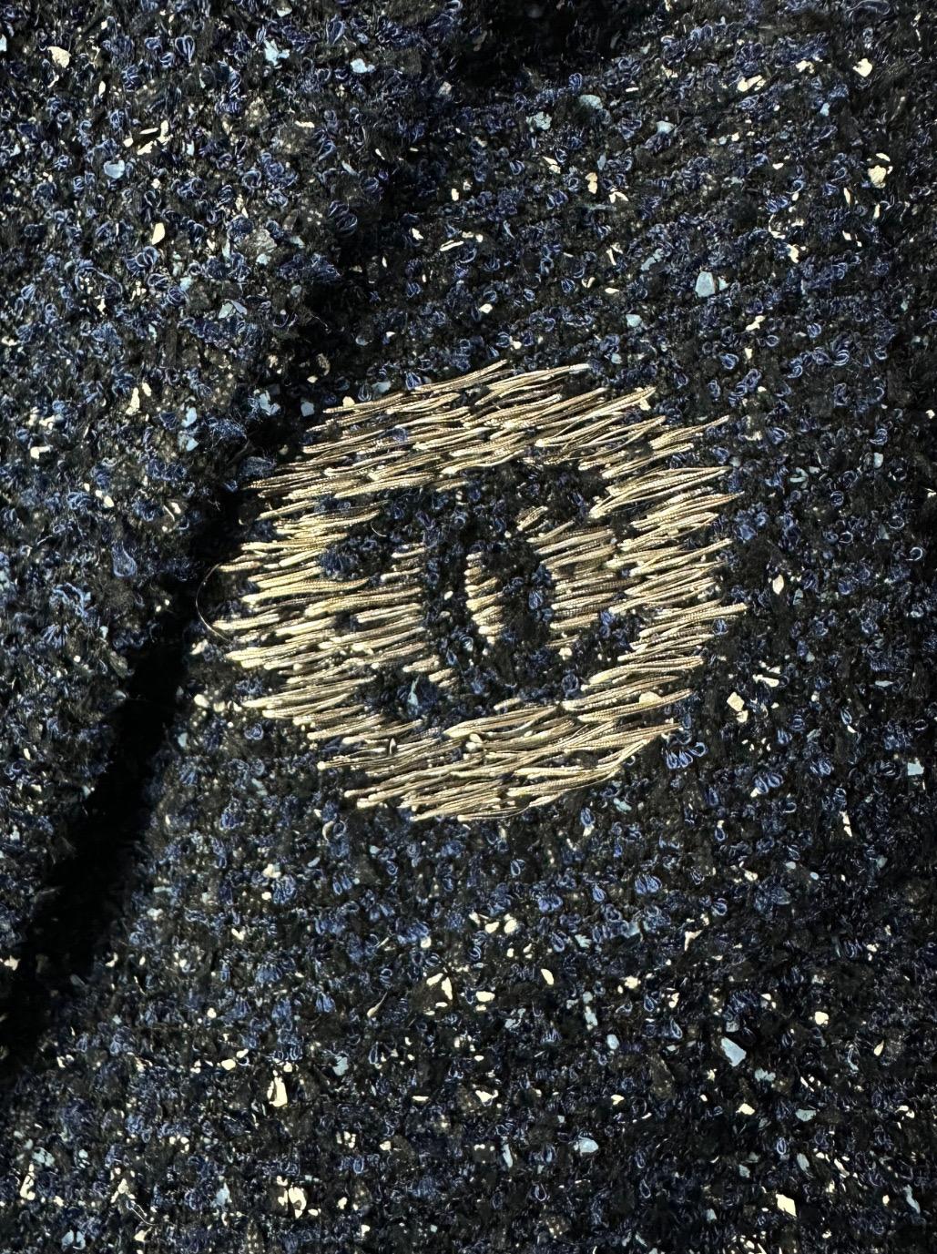 Black Chanel 2012 Navy Blue Tweed Jacket, Sz.46 For Sale