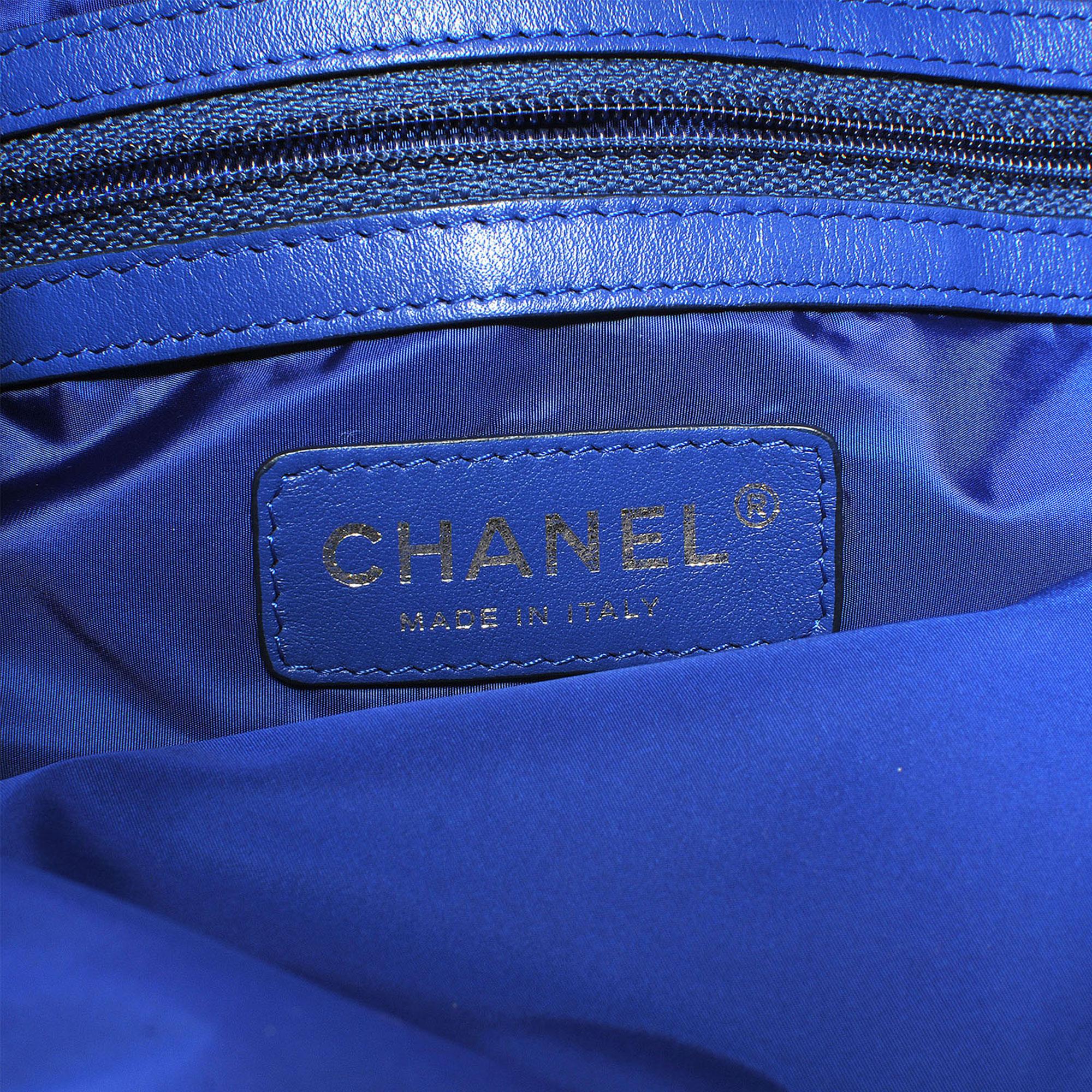 Chanel 2012 Quilted Microfiber Blue Nylon Shoulder Classic Flap Bag 6