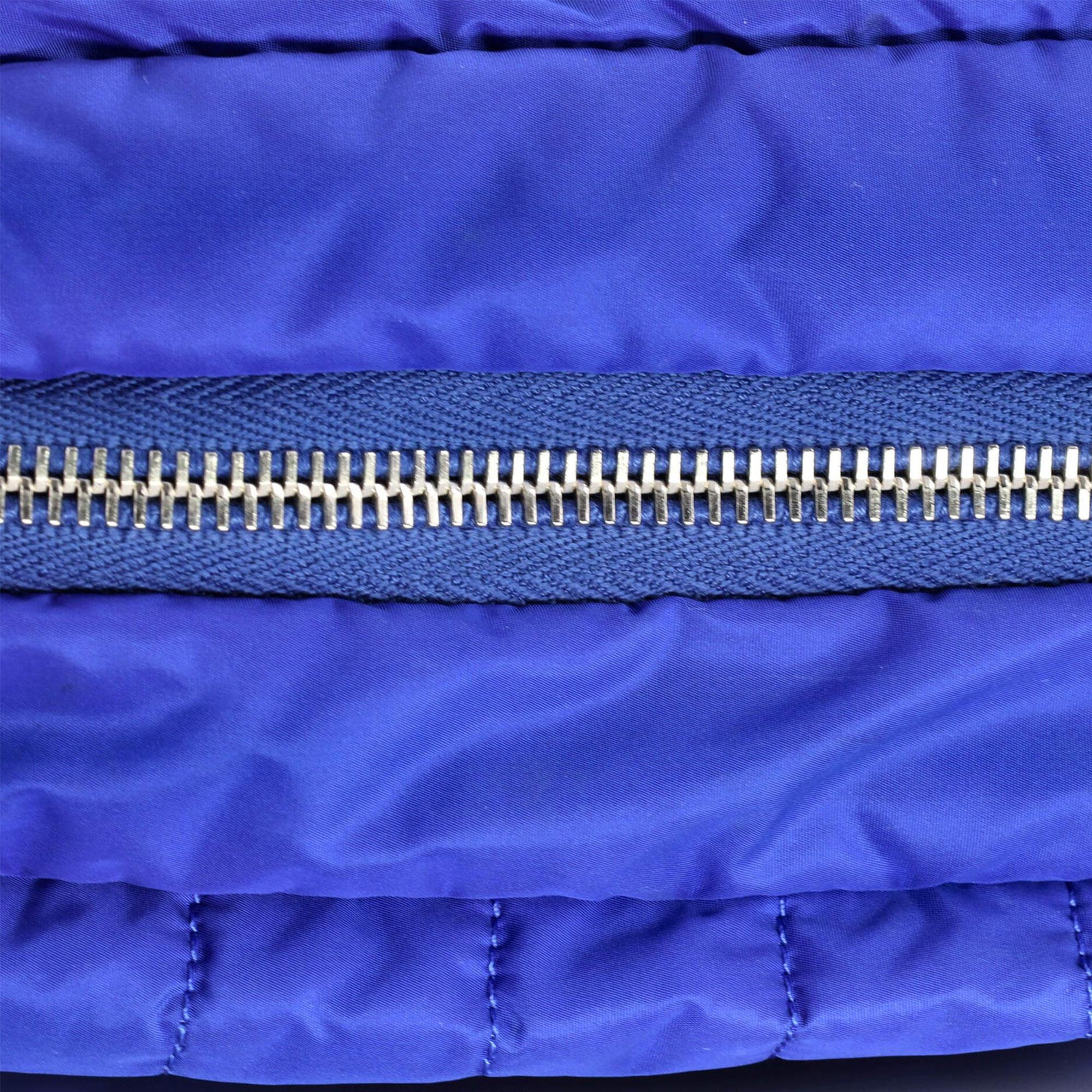Chanel 2012 Quilted Microfiber Blue Nylon Shoulder Classic Flap Bag 5