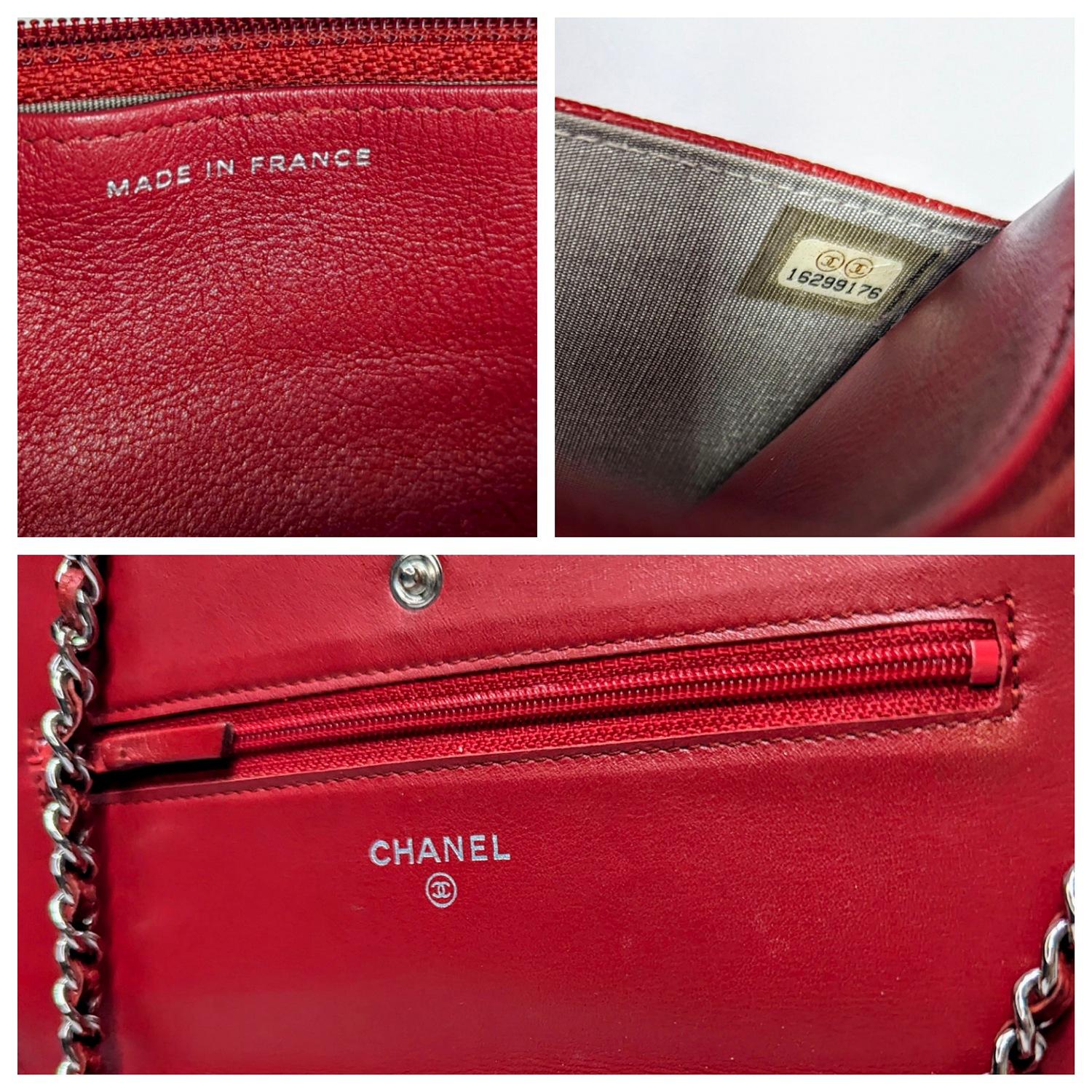 Chanel 2012 Red Caviar Timeless Wallet On Chain WOC 4