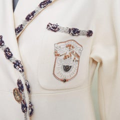 CHANEL 2012 Runway Paris Bombay embroidered double breasted knit jacket FR36 S