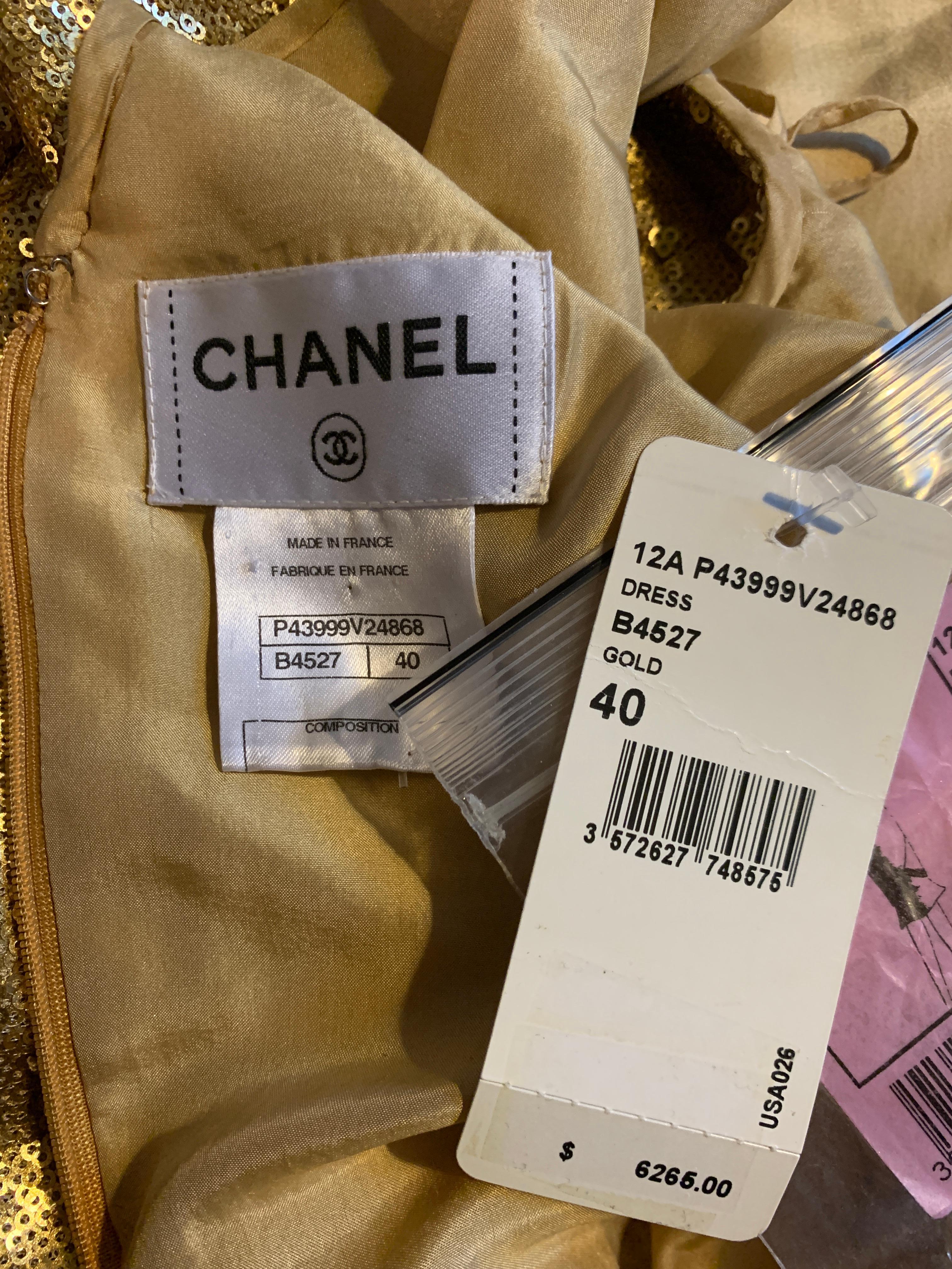 Chanel 2012 Runway Silver & Gold Sequin Sari Inspired Two Piece Dress In Good Condition In San Francisco, CA