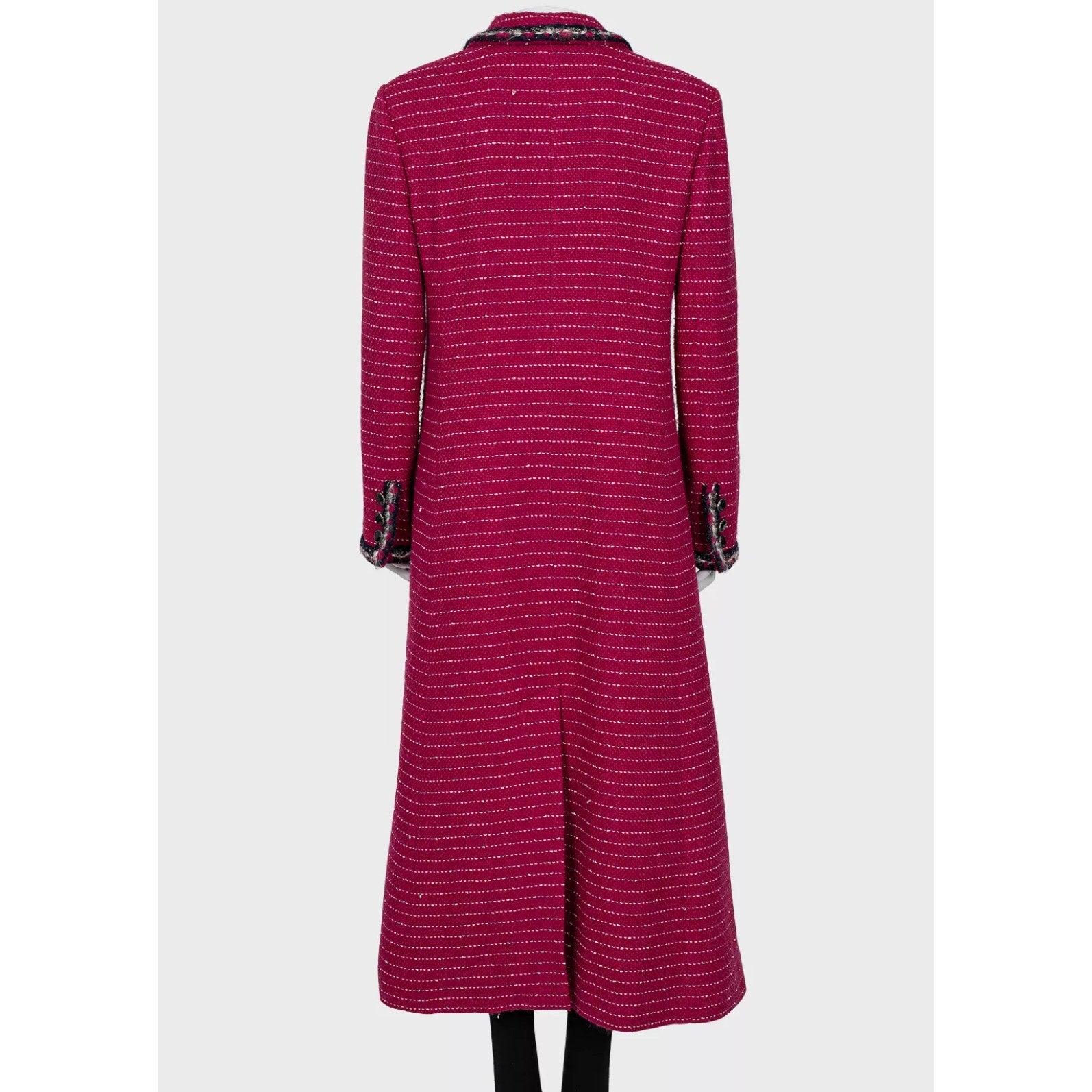 Rosso Chanel 2012 Tweed Coat Taglia FR44 in vendita