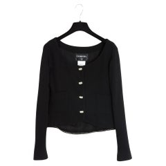 Chanel 2012 Veste FR34/36 Giacca Top in lana nera UK6/8 US4/6