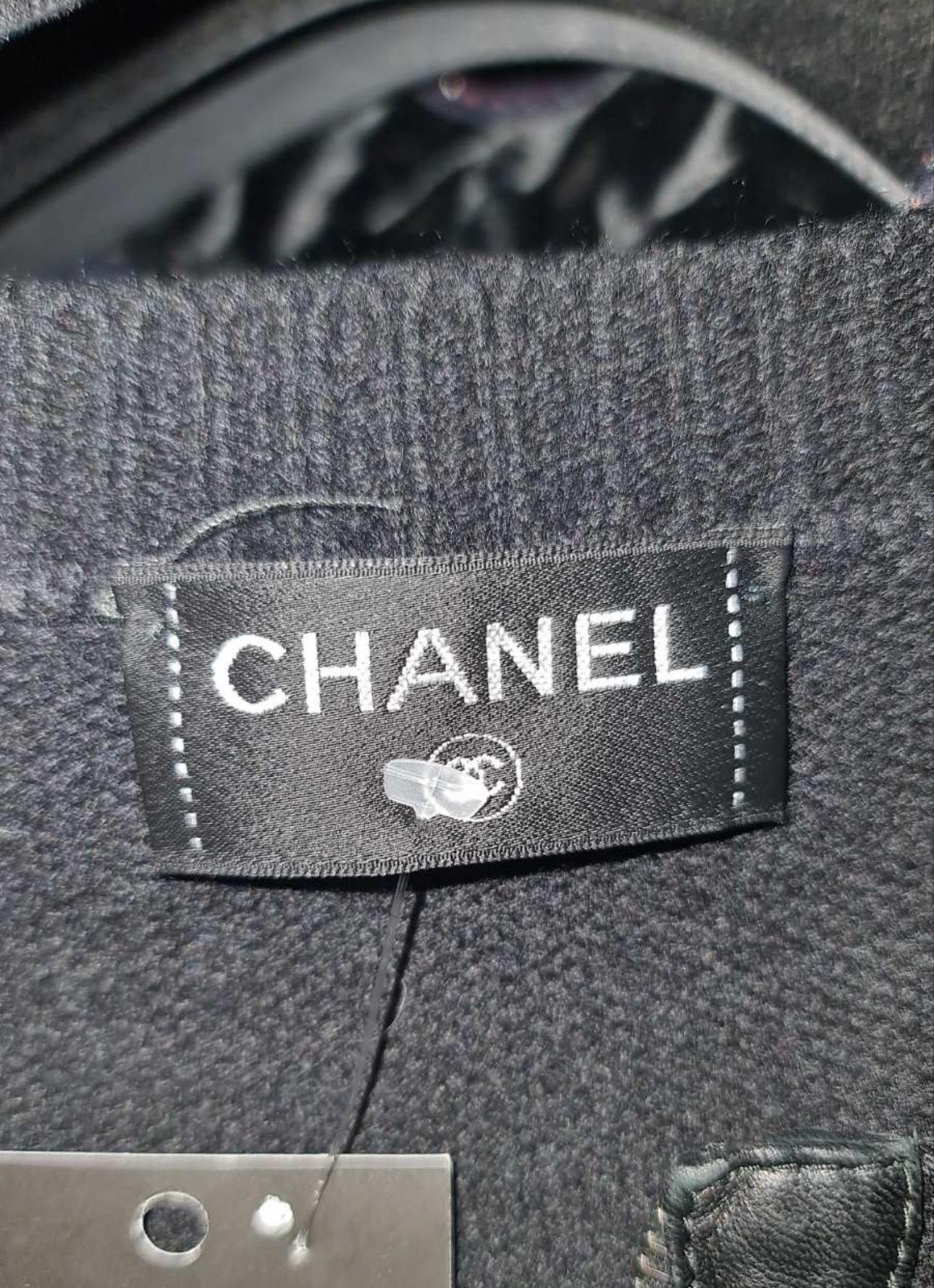 CHANEL 2012 Wool & Leather Sweater Dress Coat  For Sale 2