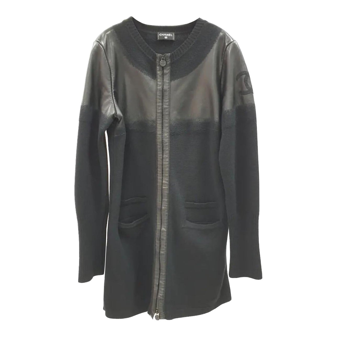 CHANEL 2012 Wool 
Leather Sweater Dress Coat