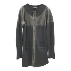 CHANEL 2012 Wool & Leather Sweater Dress Coat