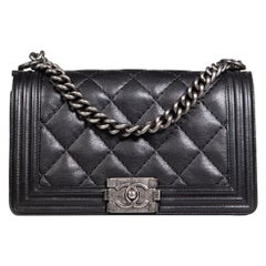 Chanel 2013-14 Black Leather Medium Boy Bag
