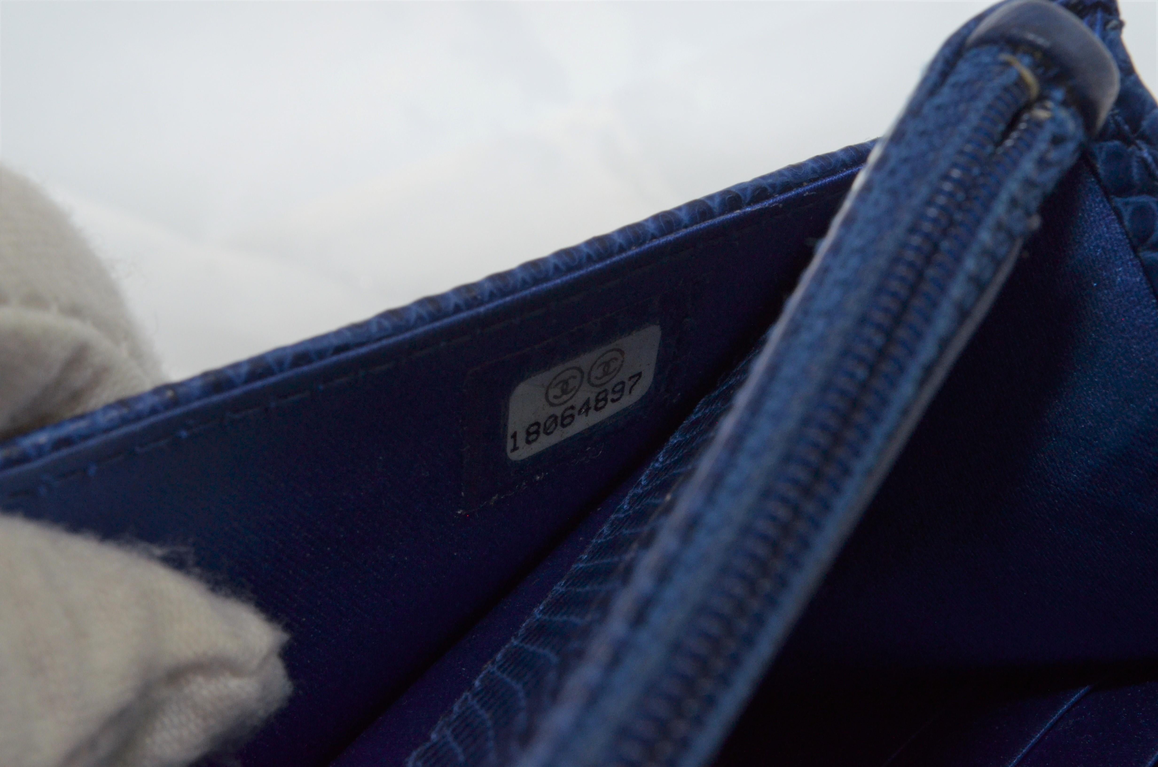 Chanel 2013-14 Blue Lizard BOY Wallet On a Chain 8