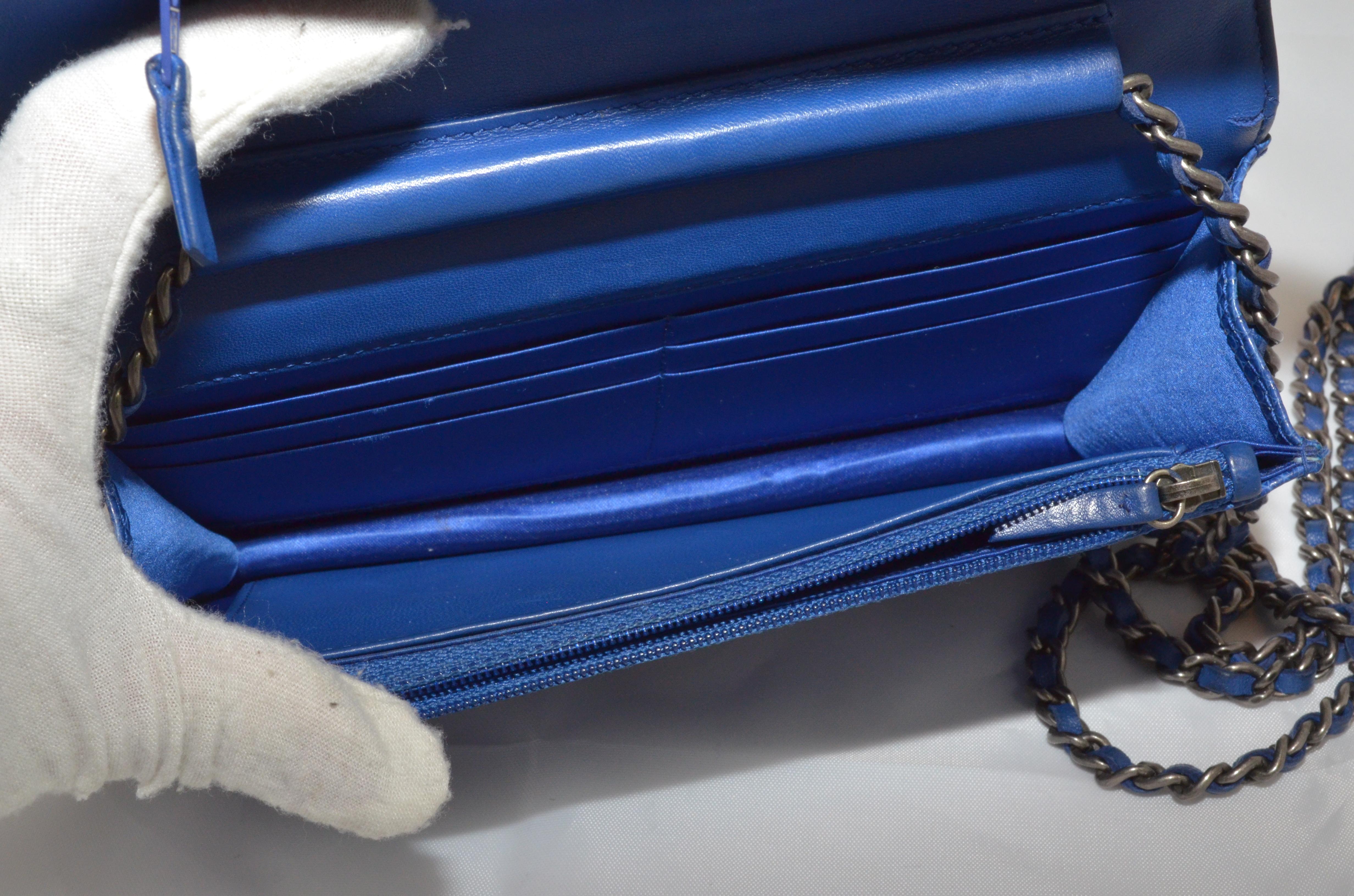 Chanel 2013-14 Blue Lizard BOY Wallet On a Chain 5