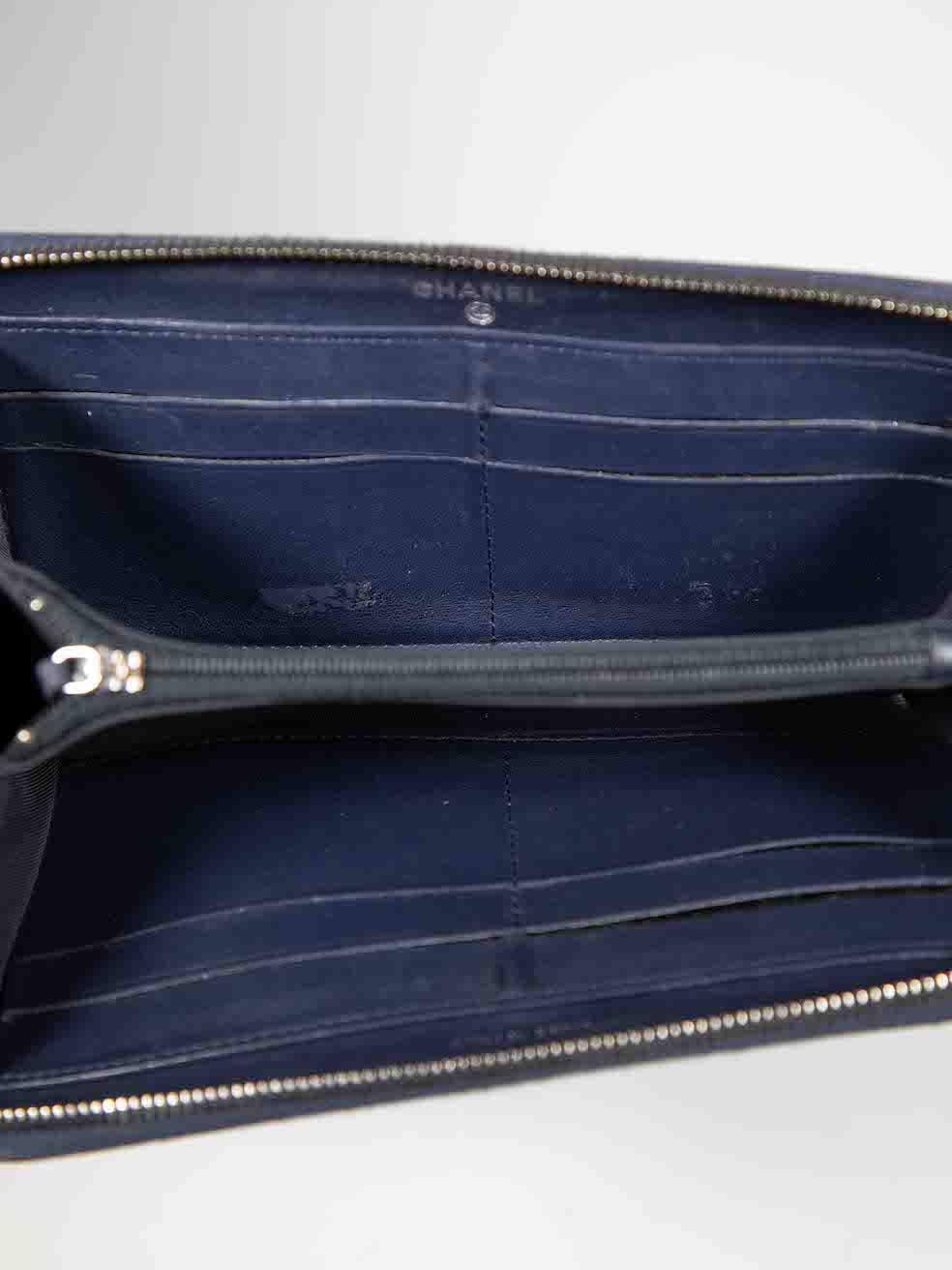 Women's Chanel 2013-2014 Navy Lambskin Quilted Zip-Around Wallet