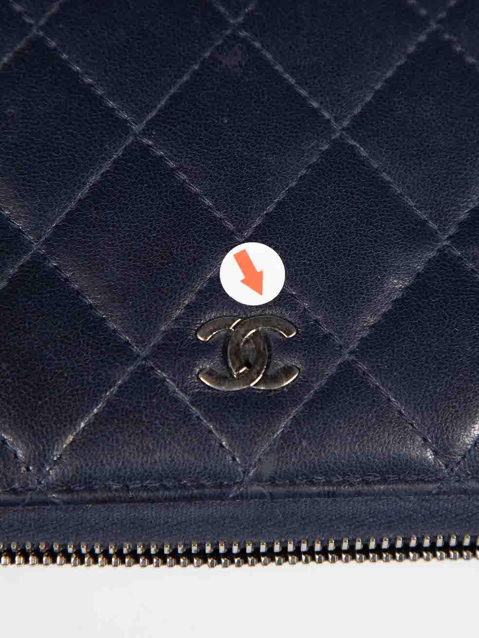 Chanel 2013-2014 Navy Lambskin Quilted Zip-Around Wallet 1