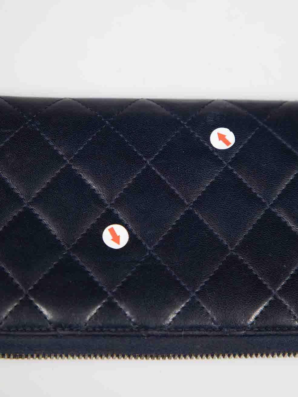 Chanel 2013-2014 Navy Lambskin Quilted Zip-Around Wallet 2