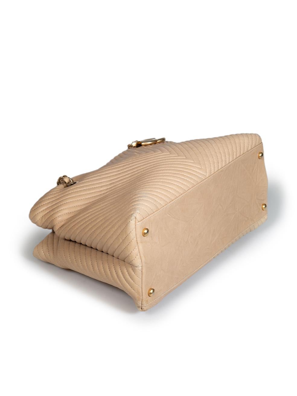 Chanel 2013-2014¬†Beige Leather Chevron Charm Tote 3