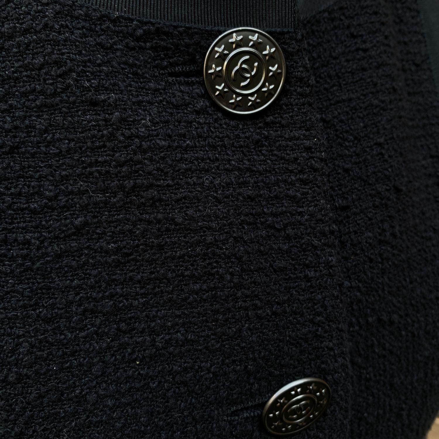 Chanel 2013 Giacca 3/4 in cotone e tweed nero taglia 36 FR In condizioni ottime in vendita a Rome, Rome
