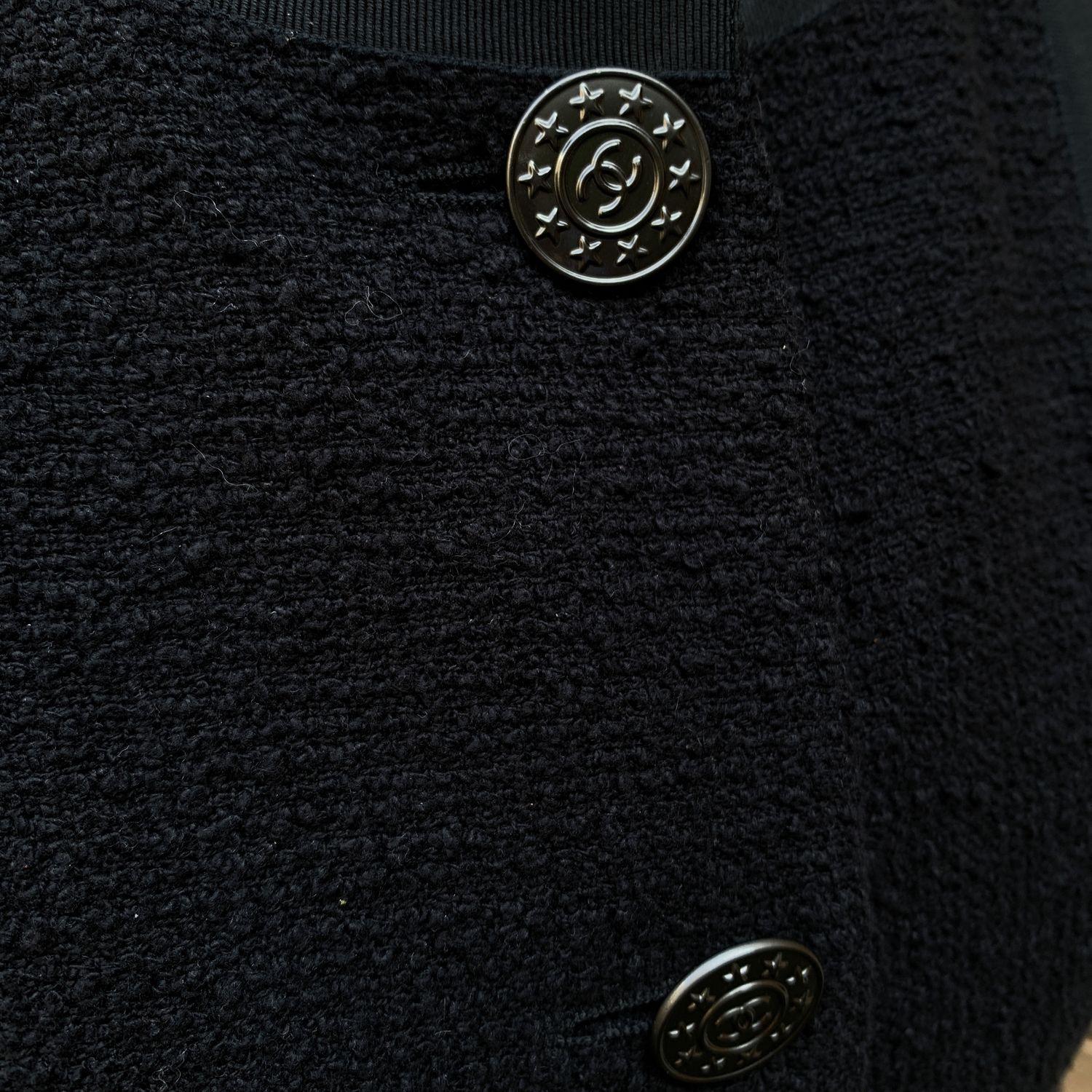 Chanel 2013 Black Cotton Tweed 3/4 Length Jacket Size 36 FR For Sale 1