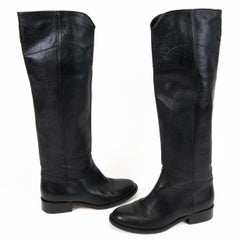 Chanel 2013 Botas de montar de cuero negro con logotipo CC entrelazado Talla 36.5
