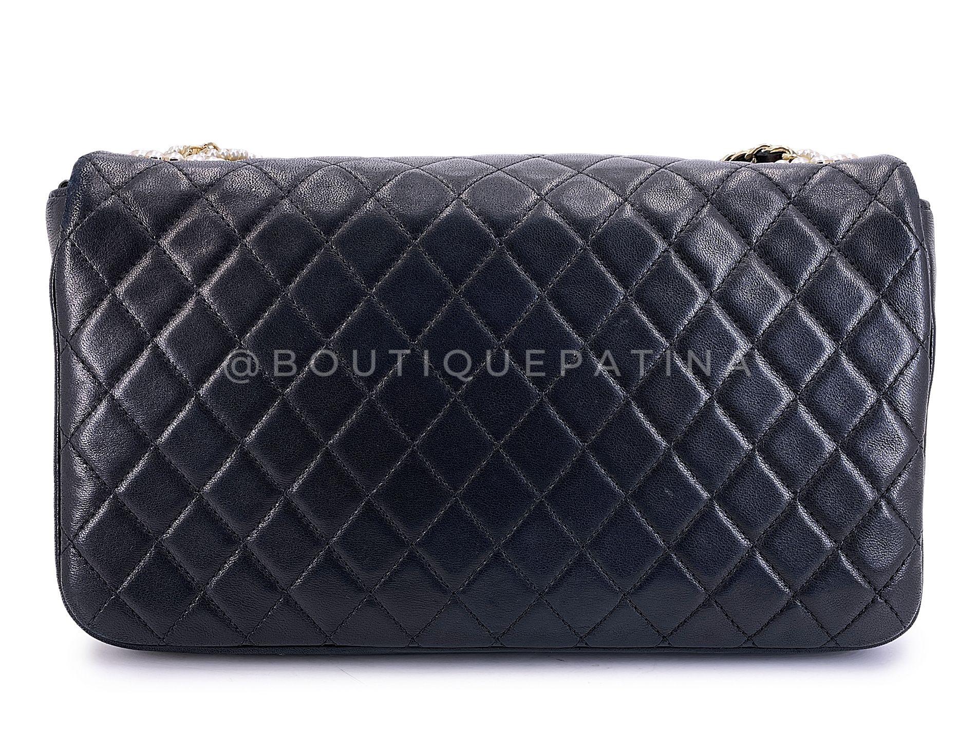 Donna Chanel 2013 Borsa Westminster nera con perle e catena 68746 in vendita