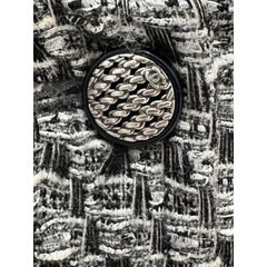 Chanel 2013 Black White Silver Lurex Tweed Jacket - Size S
