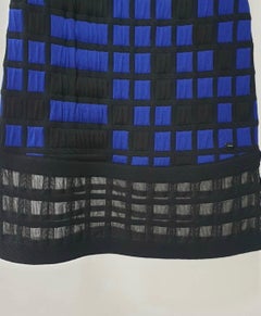 CHANEL 2013 Blue Black Checkered Dress