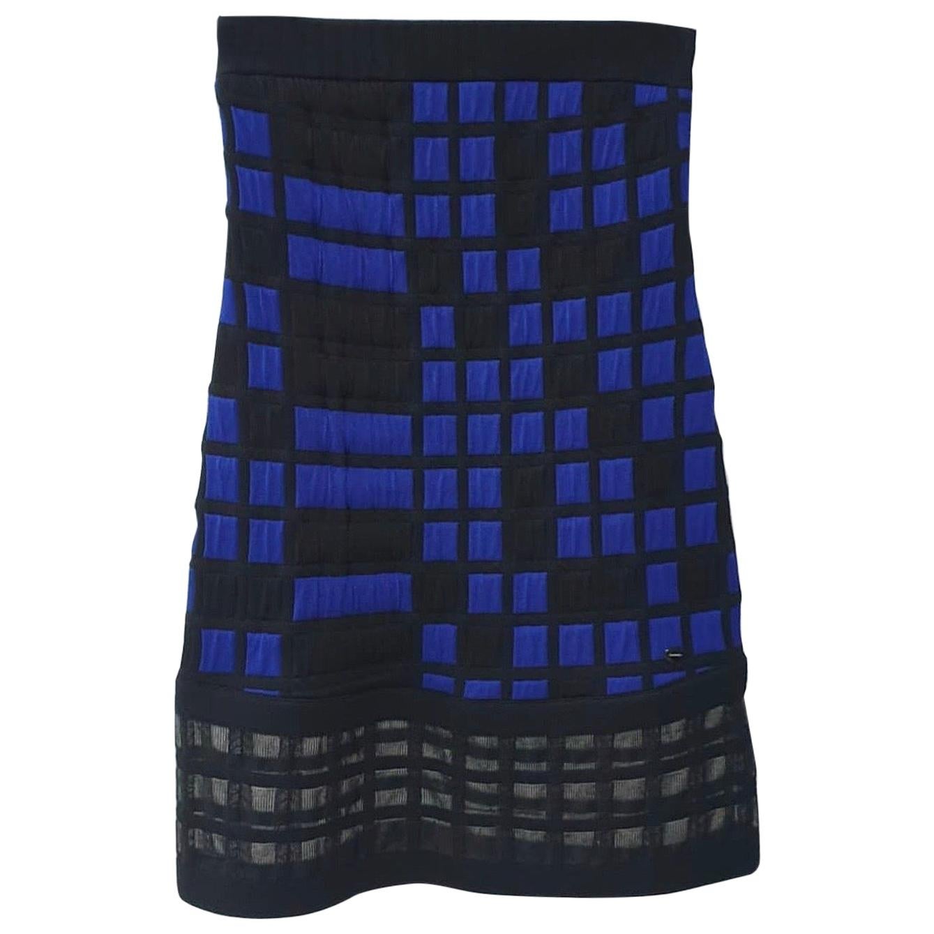 CHANEL 2013 Blue Black Checkered Dress  For Sale