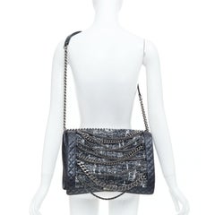 CHANEL 2013 Boy Medum Runway Enchained black white tweed calfskin bag