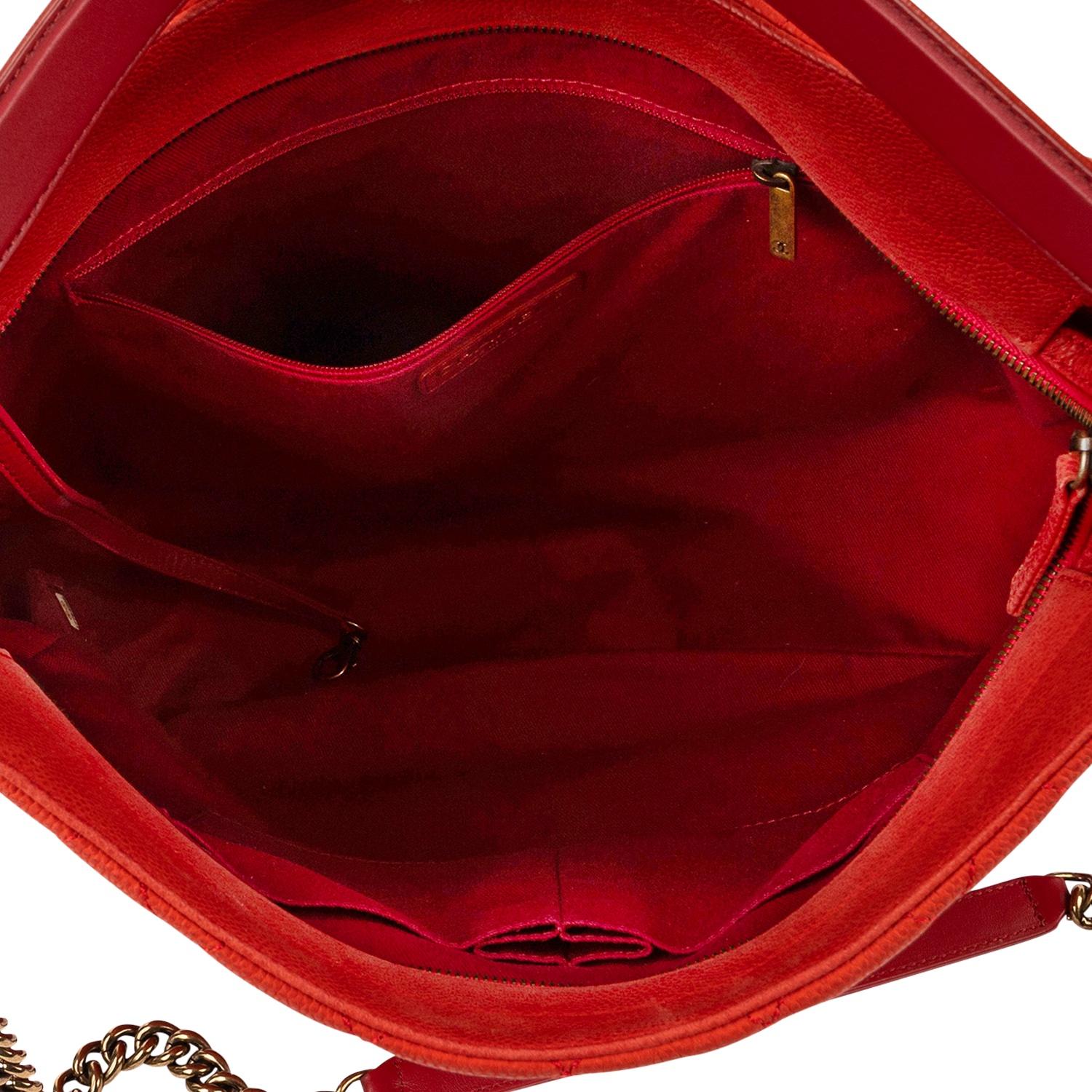 Chanel 2013 Cruise Collection Red Caviar Shopper For Sale 1