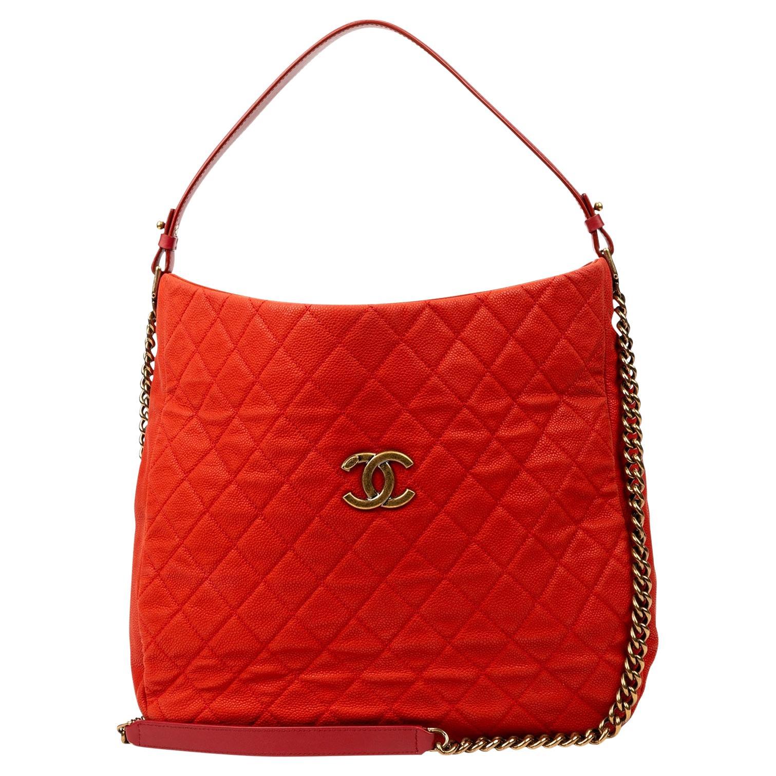 Chanel 2013 Cruise Collection Red Caviar Shopper For Sale