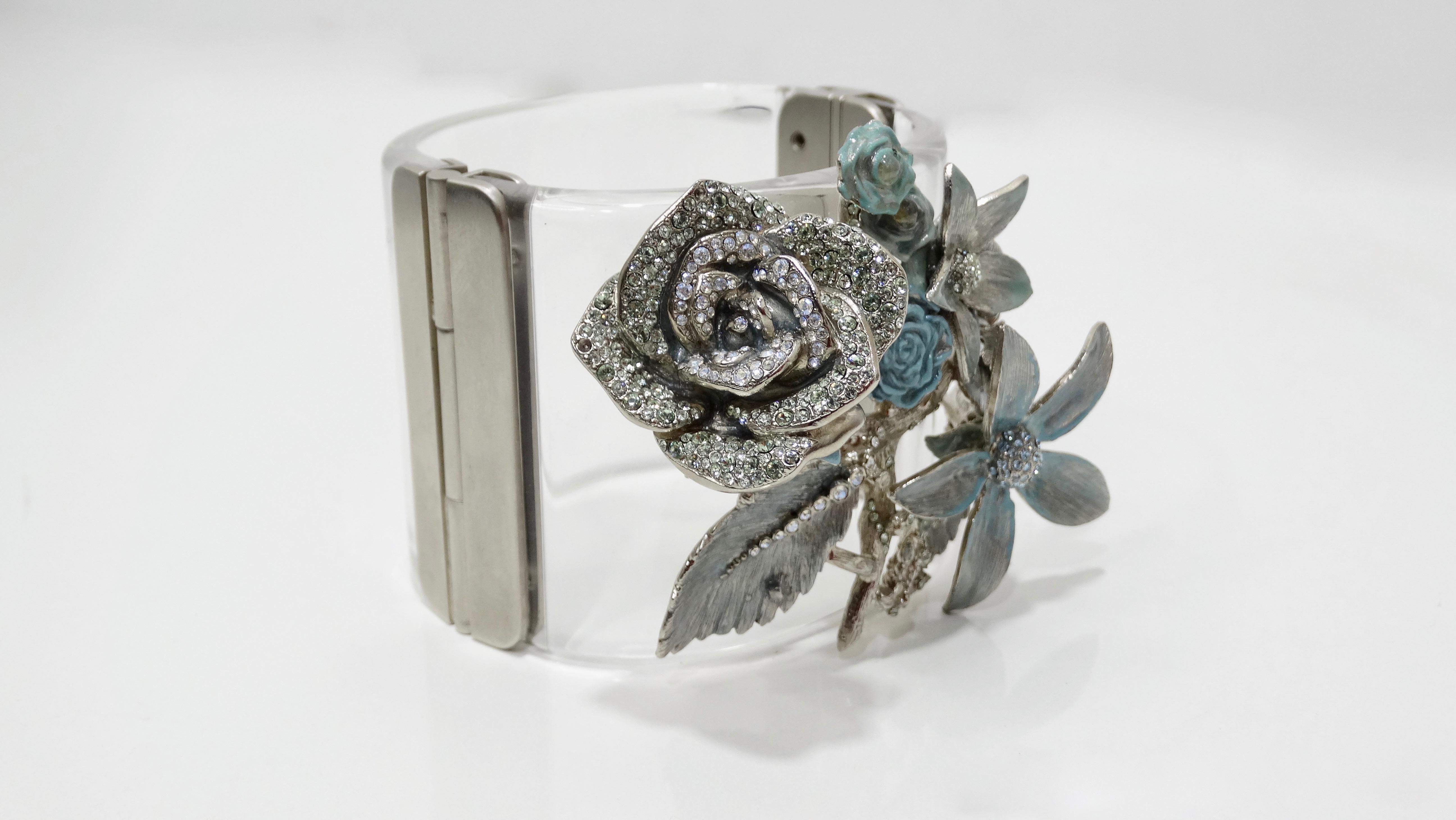 Chanel 2013 Cruise Floral Lucite Cuff In Good Condition In Scottsdale, AZ
