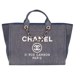 Chanel 2013 Deauville Medium Canvas And Leather Tote Bag