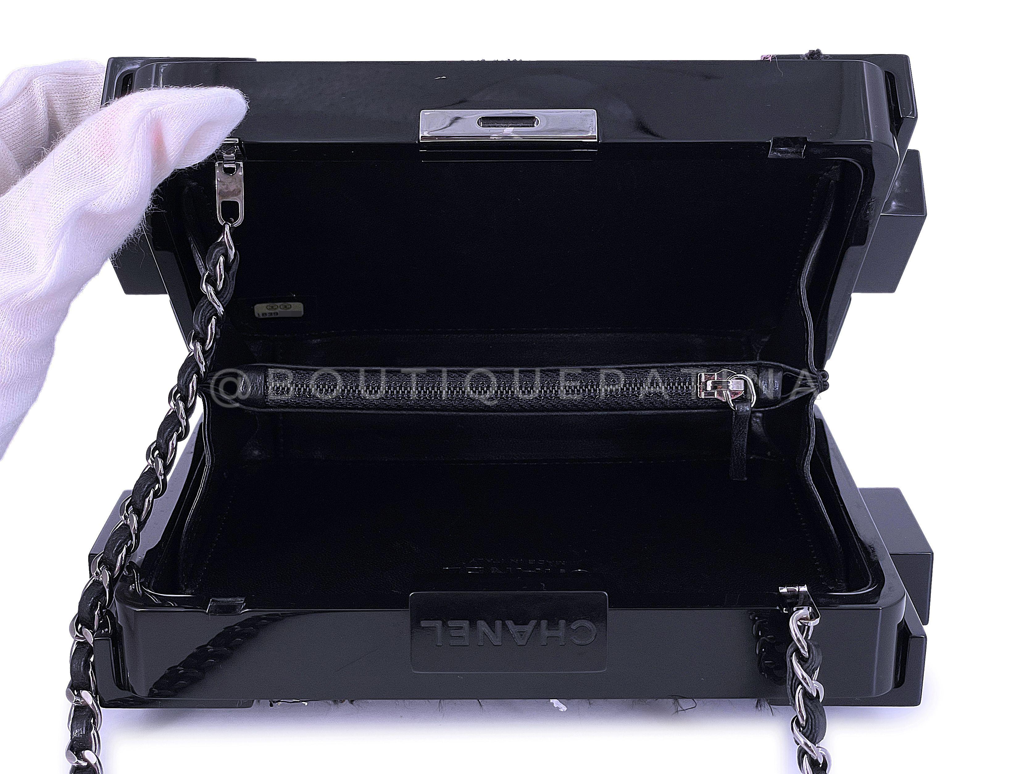 Chanel 2013 Fuchsia Schwarz Tweed Lego Brick Minaudière Clutch Bag 67566 im Angebot 8