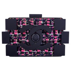 Chanel 2013 Fuchsia Black Tweed Lego Brick Minaudière Clutch Bag 67566