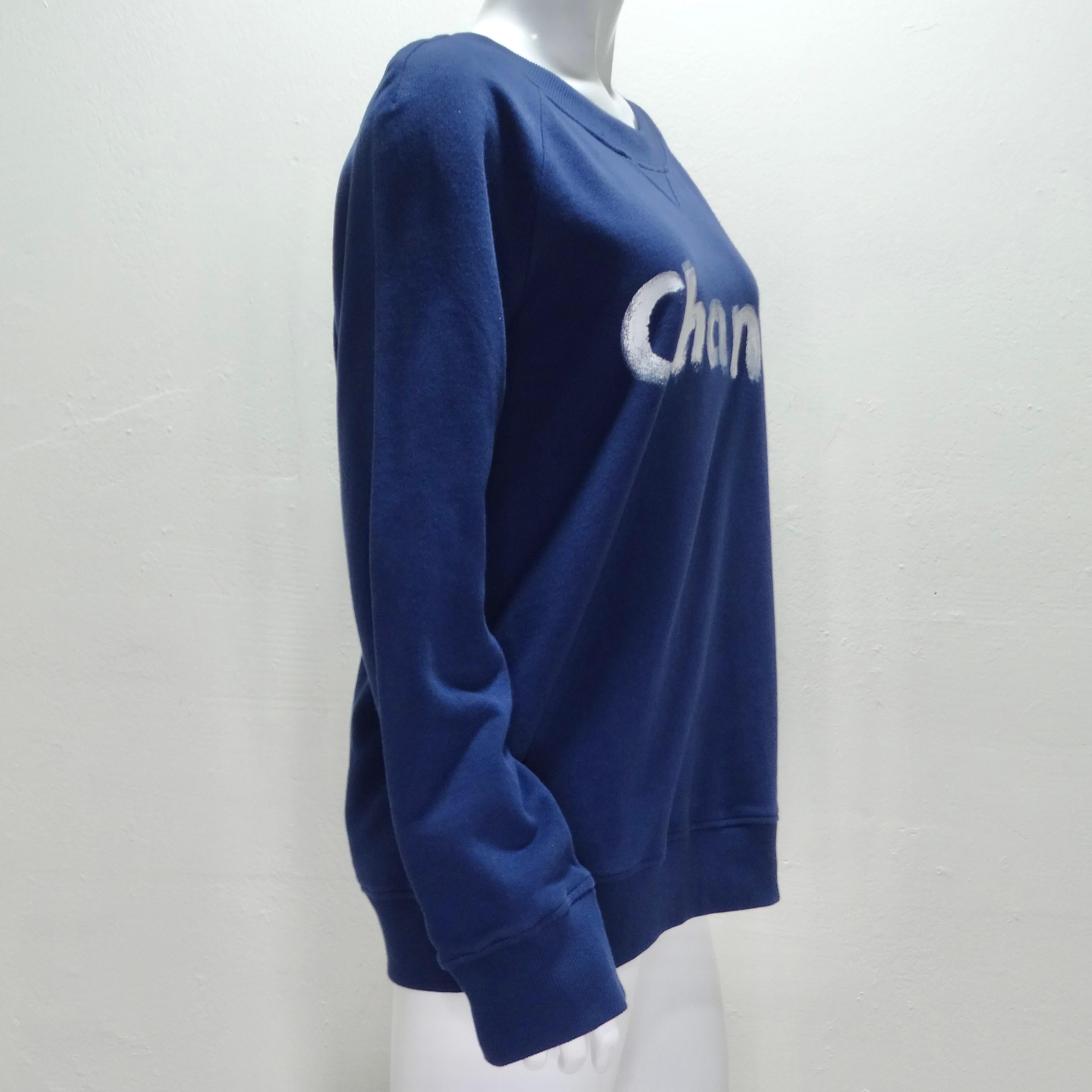 Chanel 2013 Limited Edition Navy Logo Sweatshirt For Sale 3